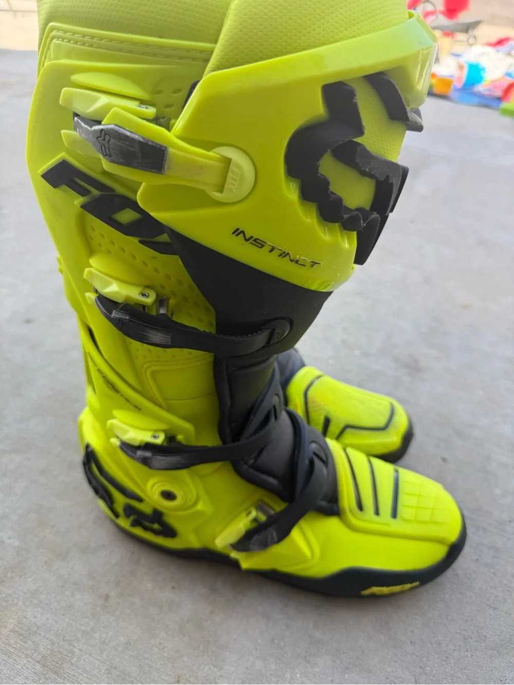Fox Neon Yellow and Black Kids Motocross Boots